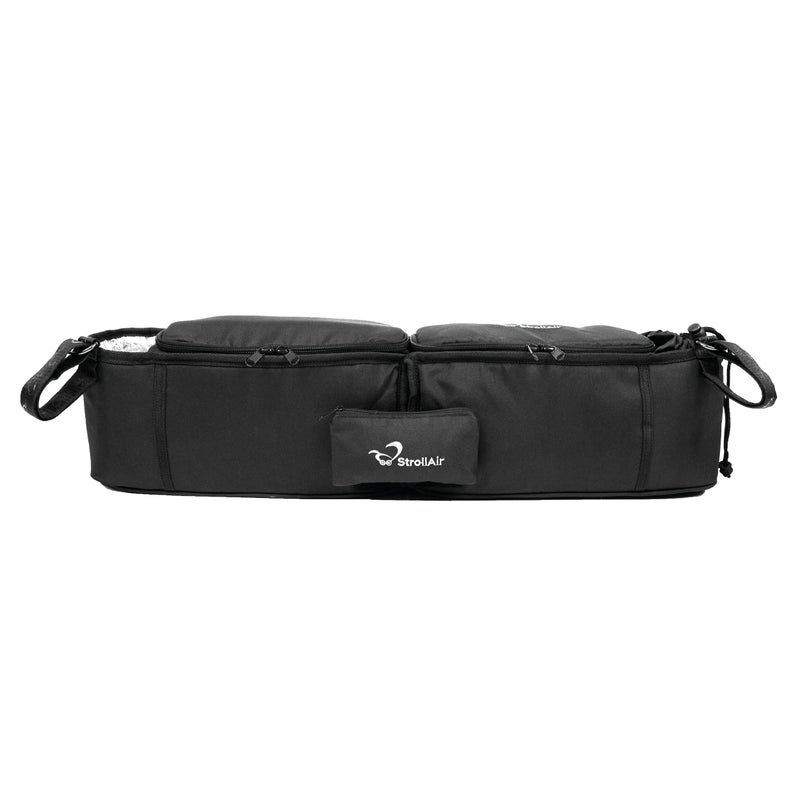 StrollAir - Universal Best Double Parent Stroller Organizer Caddy Insulated Cup Holder Console side-by-side Mountain Buggy TWIN WAY Bob Duallie Baby Jogger City Mini GT - Black - Image 4